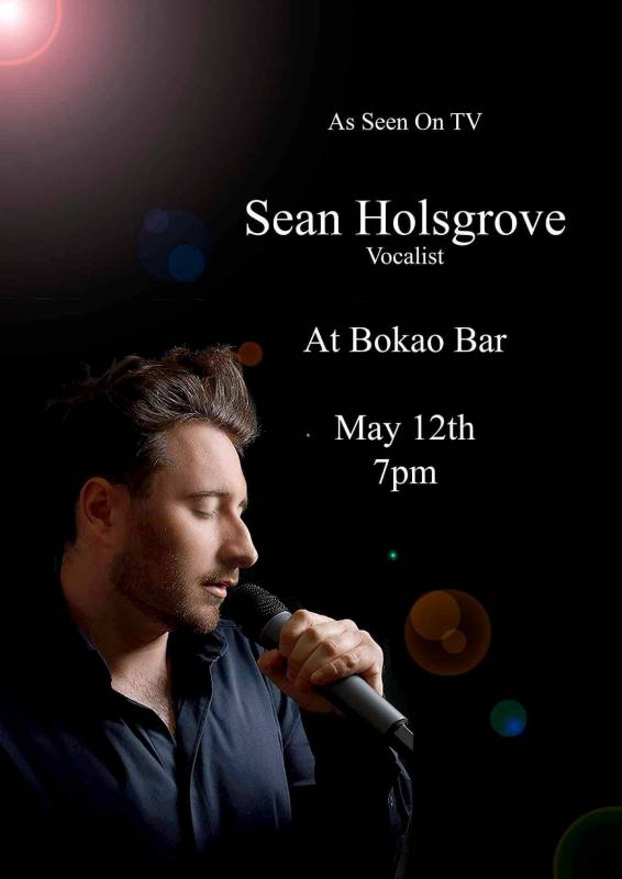 May 12 Vocalist Sean Holsgrove at the Bokao Bar, Condado de Alhama Golf Resort