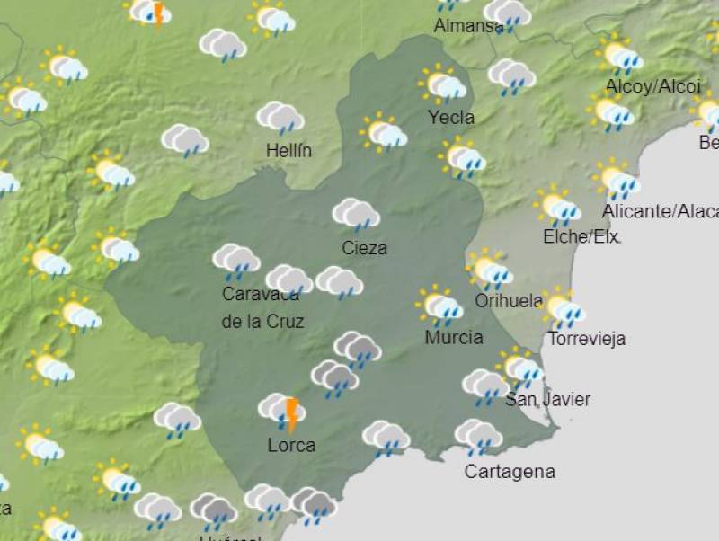 Rain and storms for half the week: Murcia weather forecast June 10-16