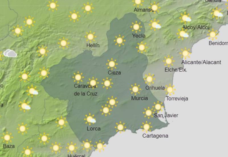 Murcia weekly weather forecast October 21-27: Come rain and shine