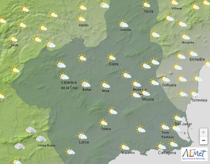 Slight chance of rain this weekend: Murcia weather forecast December 27-29