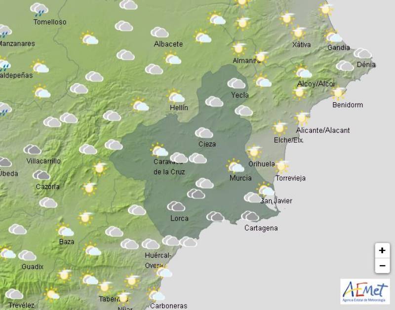 Scattered showers and climbing temperatures: Murcia weather forecast January 2-5