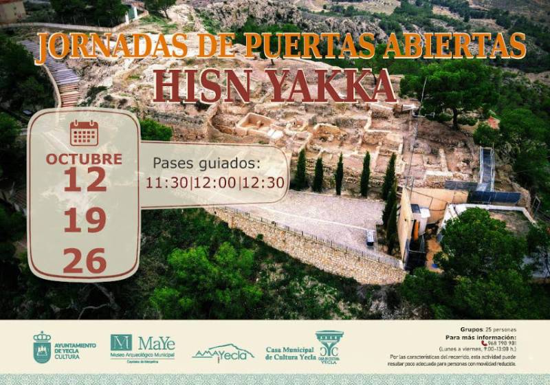 October 12, 19 and 26 Open days at the Yecla castle archaeological site