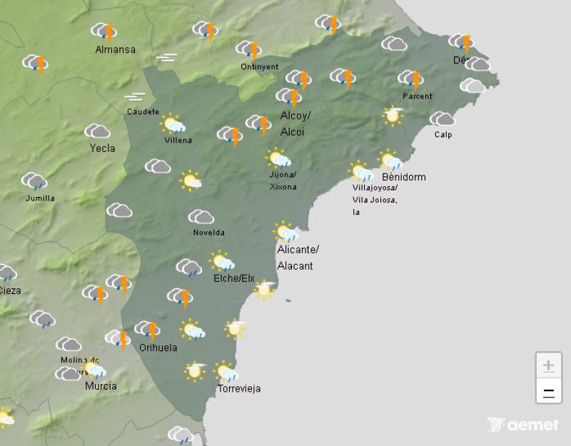 Clouds and scattered showers: Alicante weather forecast October 13-16