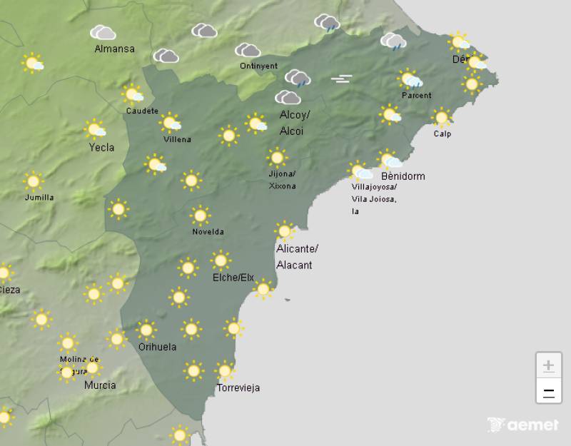 Clouds and scattered showers: Alicante weather forecast October 13-16