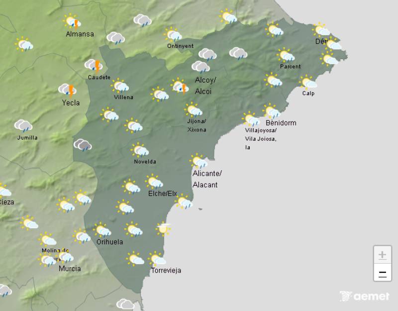 Clouds and scattered showers: Alicante weather forecast October 13-16