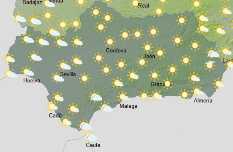 Andalucía weekly weather forecast December 8-11: Tranquil start, turning cooler and cloudier midweek