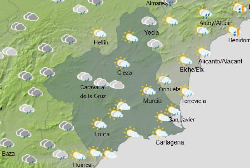 Rain and storms on Christmas Day: Murcia weekly weather forecast December 22-28