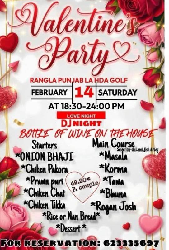 Romantic Indian meal for 2 this Valentine's Day at Hacienda del Álamo