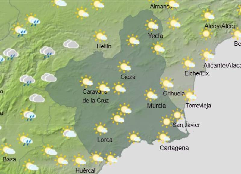 Still windy, but much drier with temps up to 26: Murcia weekly weather forecast February 9-12