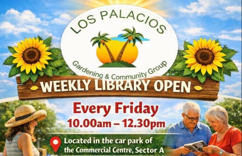 Los Palacios Gardening and Community Group weekly library open on Camposol A