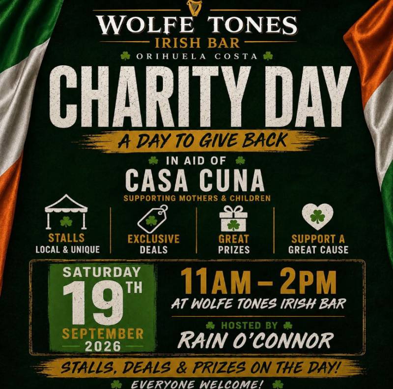 September 19: Join Wolfe Tones, Orihuela Costa, for a charity day supporting Casa Cuna
